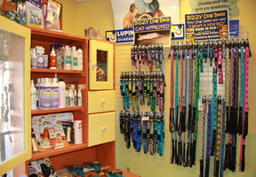 We offer dog, cat, and pet food, collars, over the counter medications, toys, and beds for your pet to enjoy